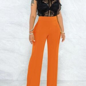 Women's Orange Wide-Leg Pants